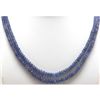 Image 1 : Natural 2Row Tanzanite Smooth Faceted Round Gradual Beads Necklace Gemstone 151.50ctw with brass cla