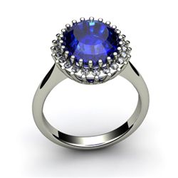 Sapphire 6.22 ctw & Diamond Ring 14kt W/Y  Gold