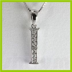 Genuine 0.06 ctw Alphabet Initial Letter I Diamond Necklace 16" 14kt Gold-White