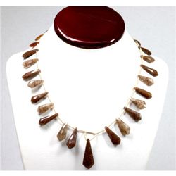 143.51 ctw Natural Chocolate Smoke Quartz Bead Necklace with brass clasp