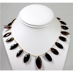 66.02 ctw  Natural Black Laborite Eye Dop & Amethyst Beads Necklace with brass clasp