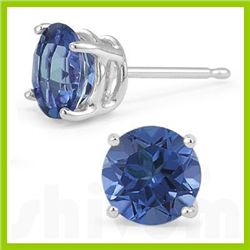 Genuine 1.10 ctw Blue Sapphire Stud Earrings 14kt Gold-White