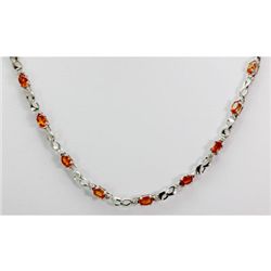 Genuine 8.42 ctw Orange Sapphire & Diamond Necklace10kt W/Y Gold 9.816g