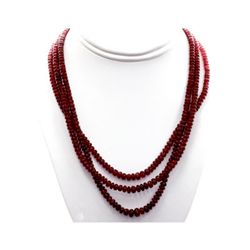 Natural Ruby Round  Beads Necklace w/brass clasp