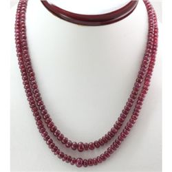 Natural Ruby Round  Beads Necklace w/brass clasp