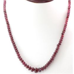 Natural Ruby Round  Beads Necklace w/brass clasp