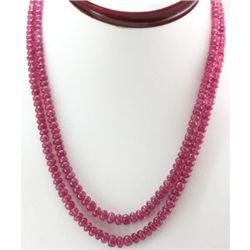 Natural Ruby Round  Beads Necklace w/brass clasp