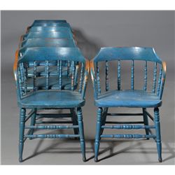 (7) American Painted Barrel Back Chairs