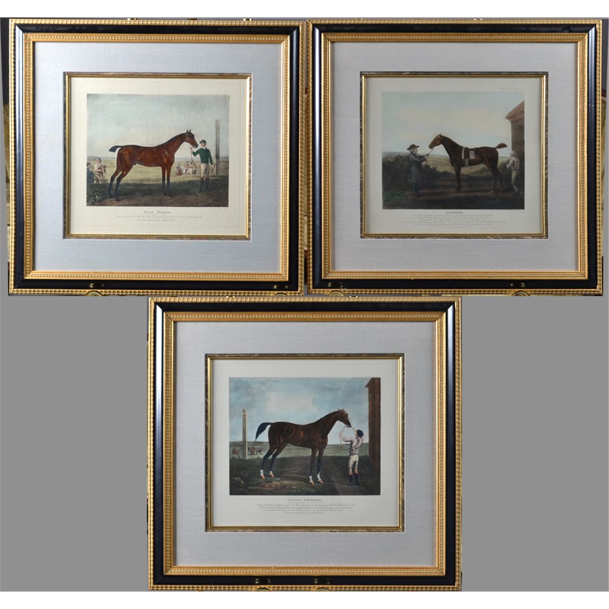 (3) Colored Horse "Famous Sires" Lithographs