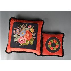 (2) Antique Needlepoint Pillows