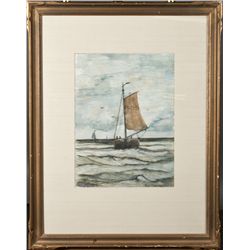 After Hendrik-Willeim Mesdag, Watercolor Painting