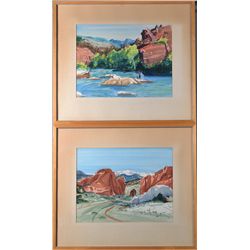 Pr. Of Hnewhauser Watercolor Paintings on Paper