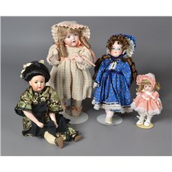 (4) Dolls Porcelain Dolls with Boxes