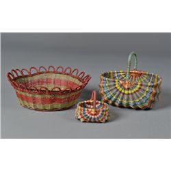 (3) Early American Hand Made Baskets