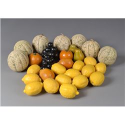 (28) Pieces of Wood and Porcelain Fruit