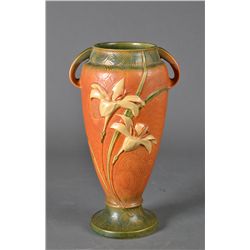 A Large Roseville Lily of the Valley Handled Vase