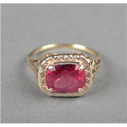 A 14kt Gold, And Rubellite Tourmaline Ring