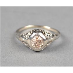 A 14kt White Gold And Colored  Diamond Ring