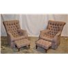 Image 1 : Pr. Of Victorian Upholstered Chairs & Ottomans