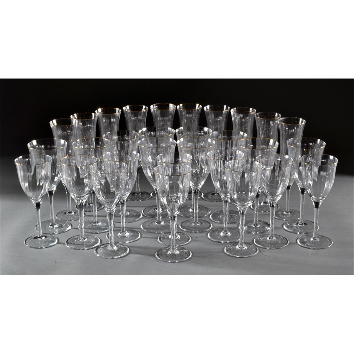 (30) Gorham Crystal "Laurin Gold" Stemware