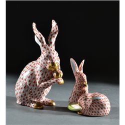 (2) Hand Painted Herend Animalier Figures