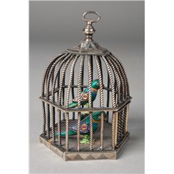 French Silver & Enamel Miniature Birdcage