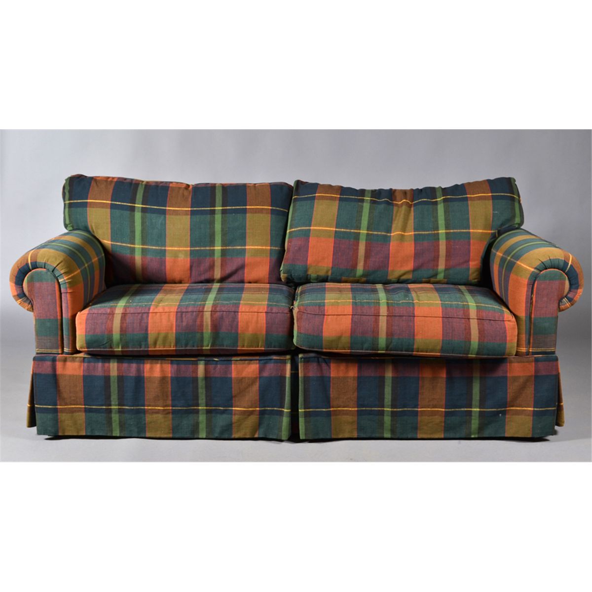 A Baker Andirondek Style Plaid Couch