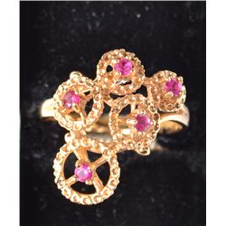 14K Gold and Pink Saphire Ring
