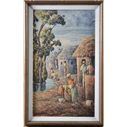 Helen Sebidi Oil Painting On Board