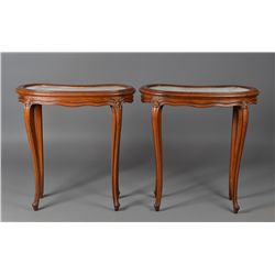 Pr. Of French Mahogany Marble Top Tables