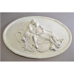 A Large Antique Horse Hair & Plaster Relief