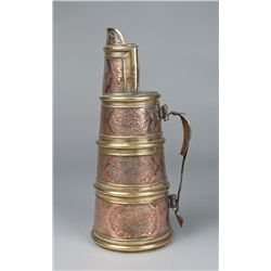 A Fine English Brass and Copper Ale Pitcher