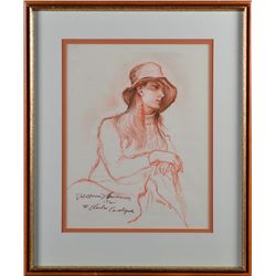 Robert Brackman, Charcoal & Conte Drawing