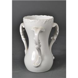 A Limoges Porcelain Three Handled Loving Vase