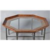 Image 2 : An Iron, Wood and Beveled Glass Octogonal Table