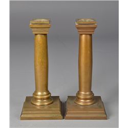 Pr. Of Antique Square Base Candlesticks