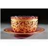 Image 1 : Moser Cranberry Glass Finger Bowl and Underplate