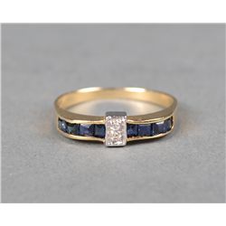 A 14kt Yellow Gold Sapphire And Diamond Ring