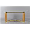 Image 1 : A Brass, Glass and Wood Hall Table