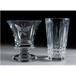 (2) Val St. Lambert Crystal Vases