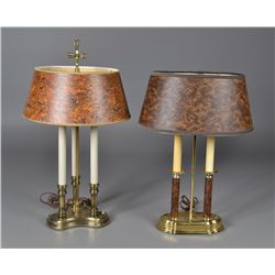 (2) Brass Boulle Candelabra Style Lamps