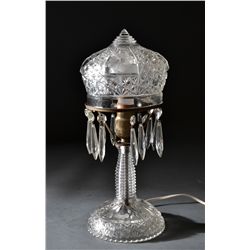 An Antique Cut and Etched Glass Budoir Lamp