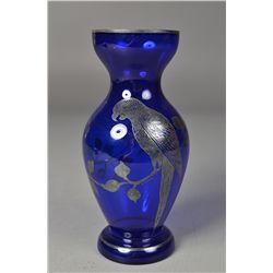A Fine Cobalt and Silver Overlay Vase