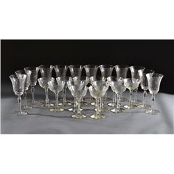 (24) Etched Wine & Desert Stems, Probably Heissey