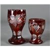 Image 1 : (2) Pieces Cranberry Cut to Clear Bohemian Glass