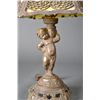 Image 2 : An Antique Spelter and Slag Glass Cherub Lamp