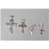 Image 1 : (4) Sterling & Cross Stone Pendants & Earrings