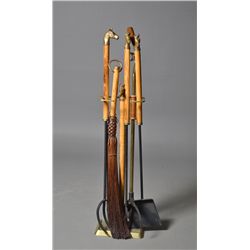 A Custom Made (6) Piece Signed Fireplace Set