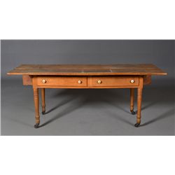 An English Oak 2-Drawer Harvest Table