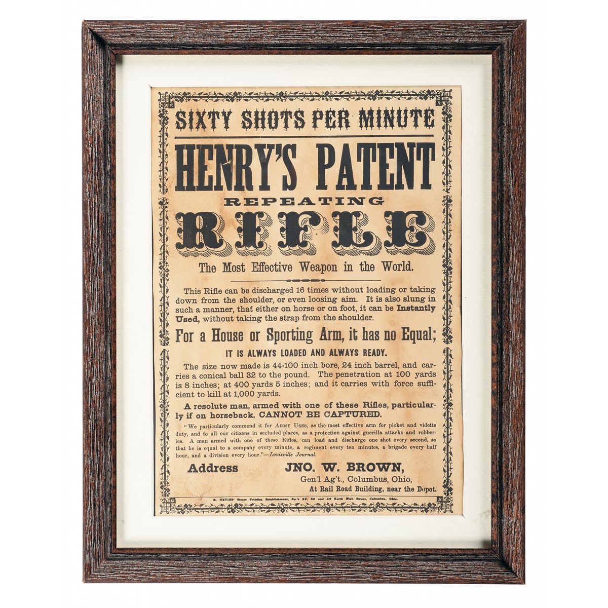 Henry Rifles Advertisements Rare Original Henry Rifle Advertising Flyer